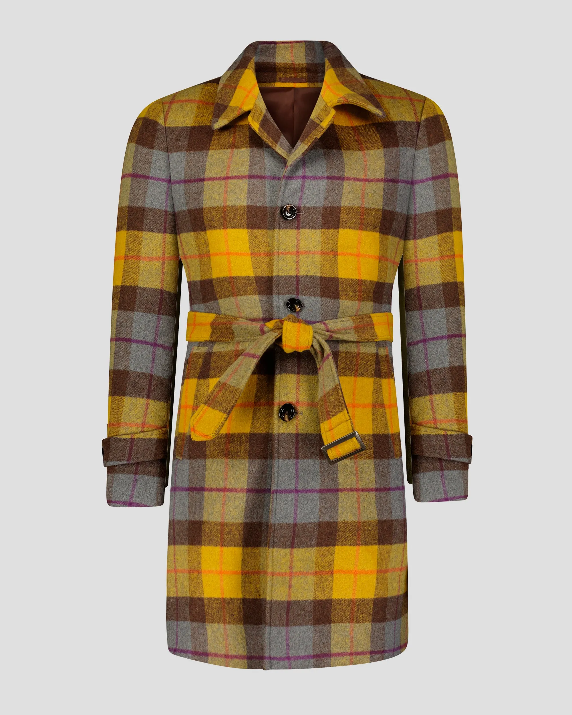 SG Car Coat – Mustard   Chocolate Plaid