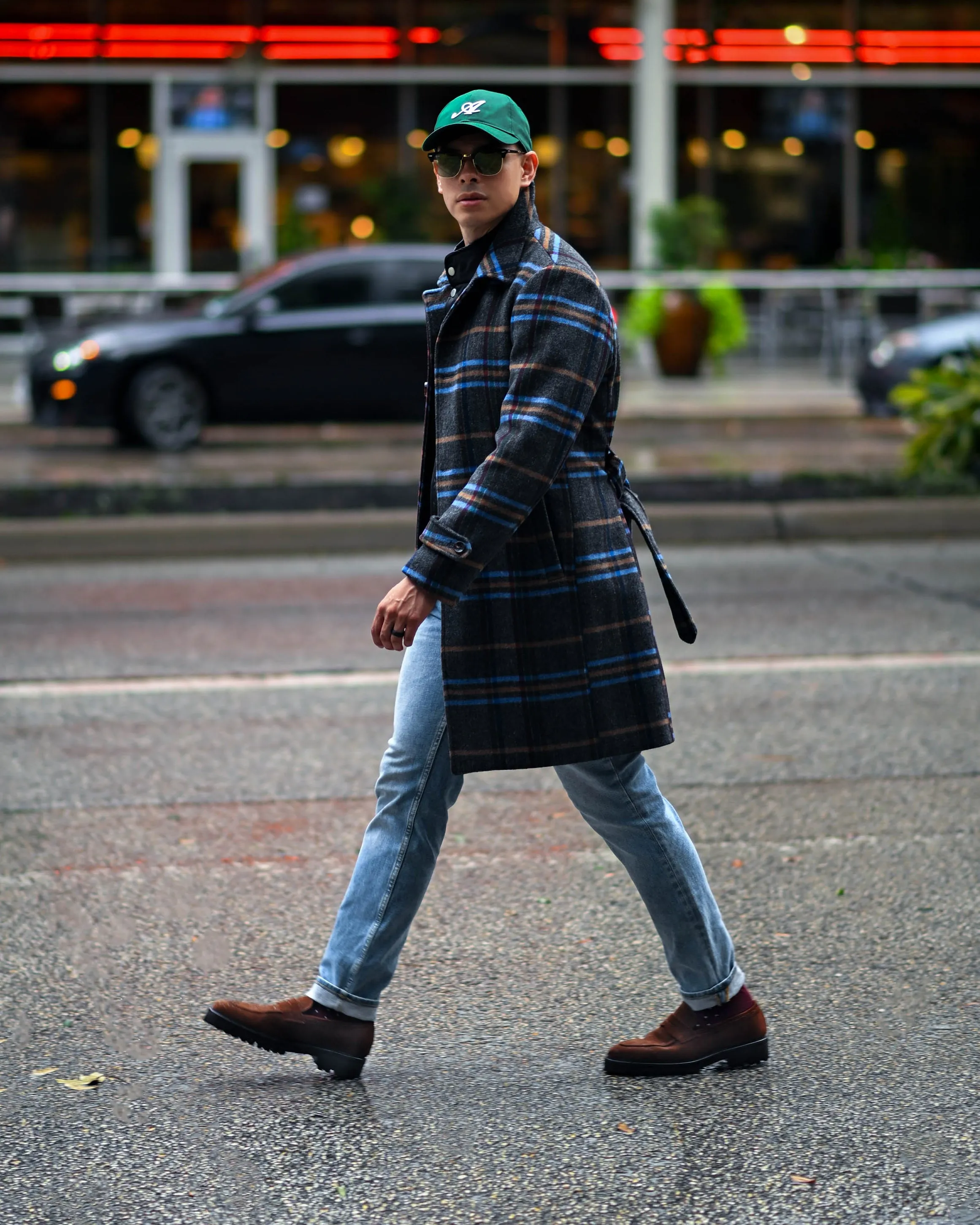 SG Car Coat – Silver   Blue Plaid