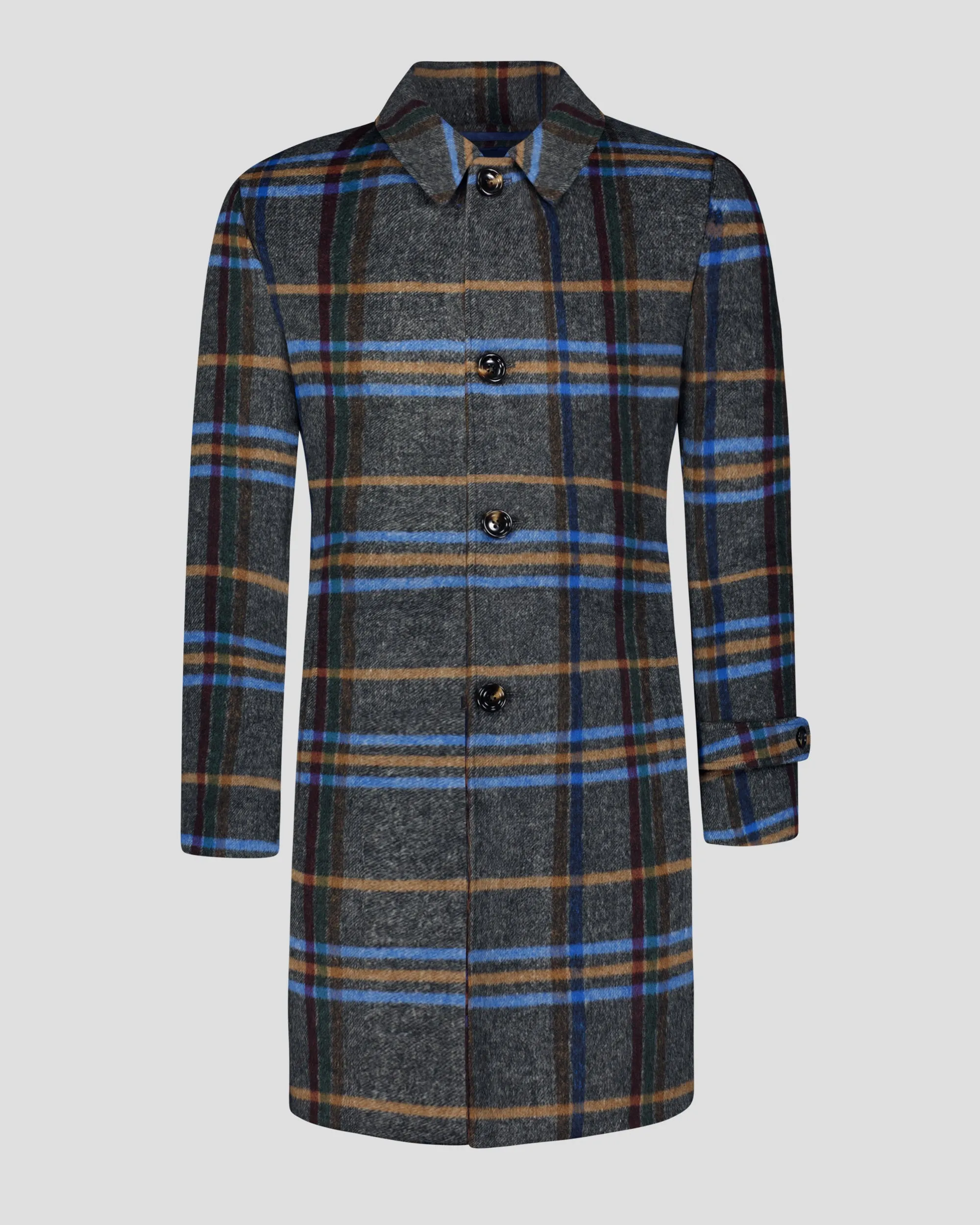 SG Car Coat – Silver   Blue Plaid