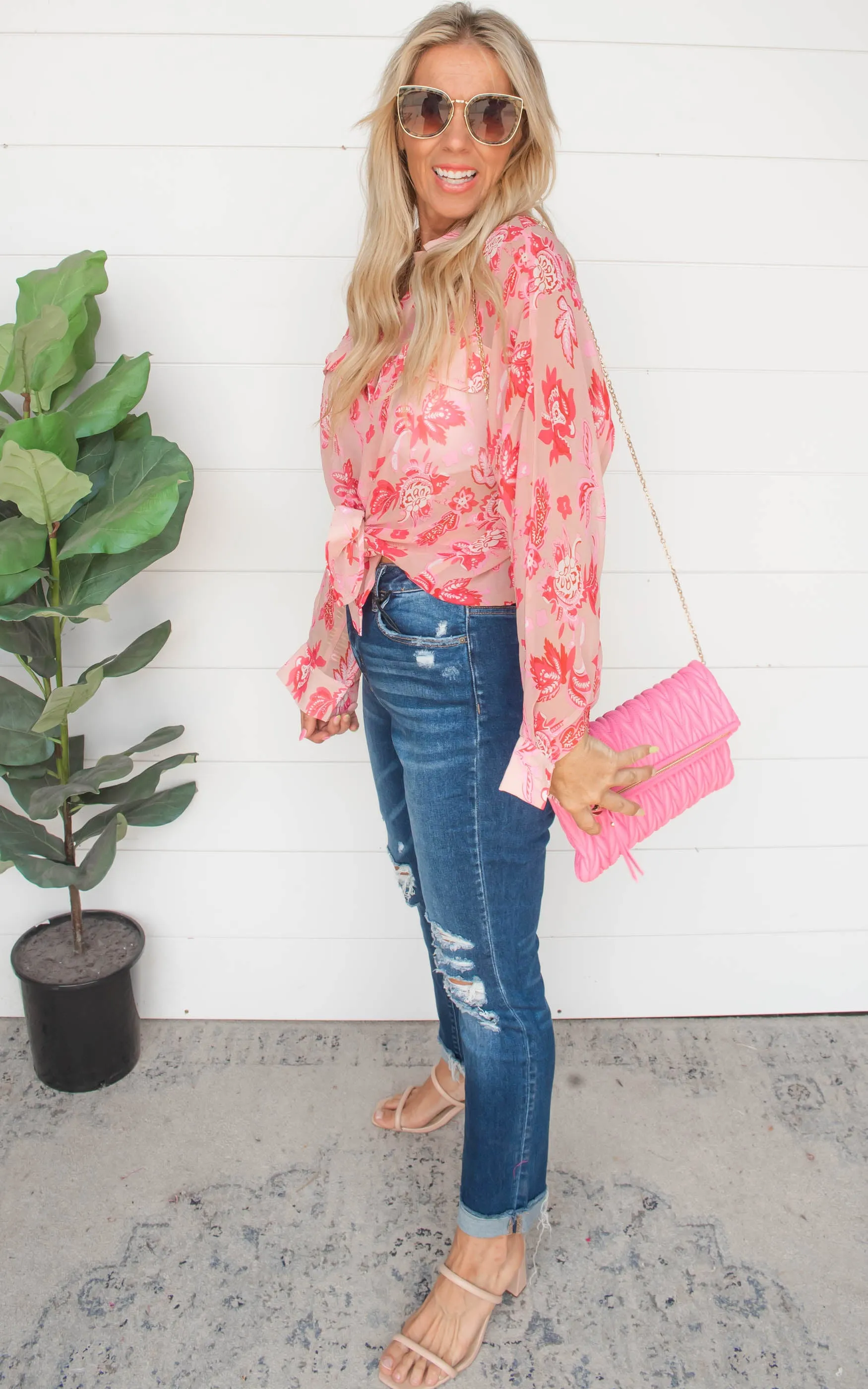 Sheer Floral Oversized Blouse Top | FINAL SALE