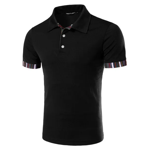 Short Sleeve Slim Fit Spring Summer Tops Casual Stitching Polo Shirt