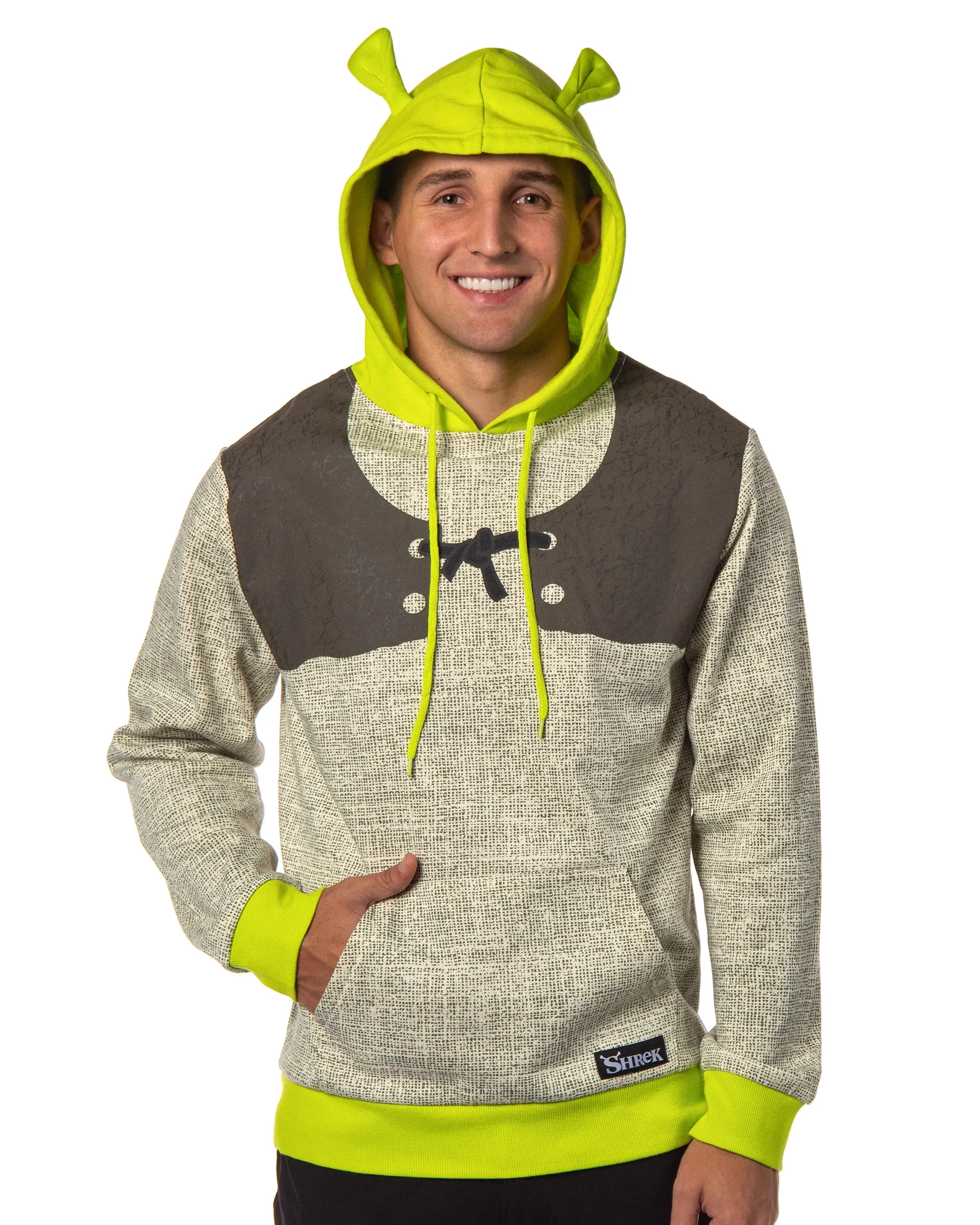 Shrek Costume Pullover Hoodie Sweatshirt With 3D Trumpet Ears On Hood