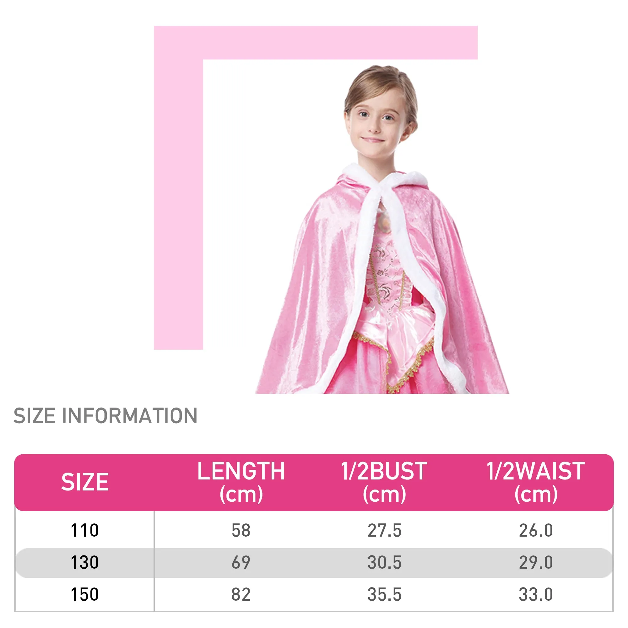 Sleeping Beauty Princess Cape Cloak Soft Velvet Fur Hooded