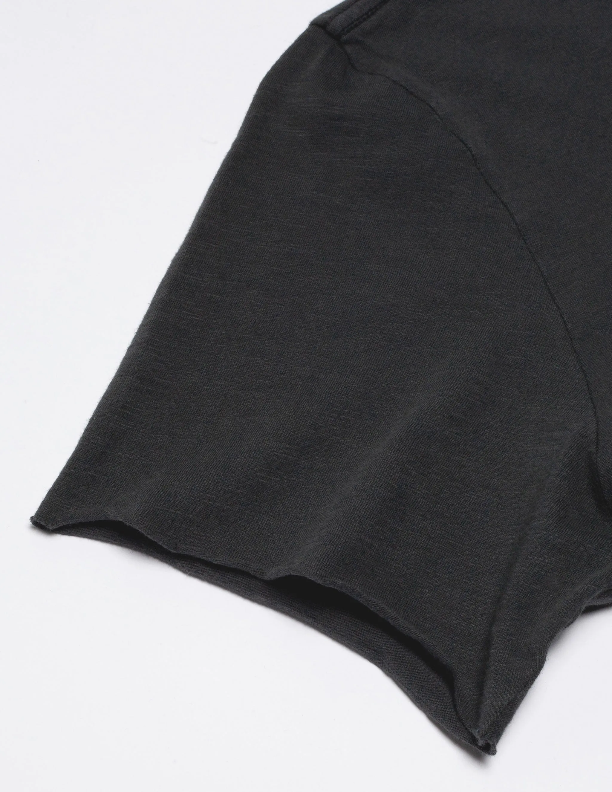 Slub Cotton Pocket Tee in Faded Black