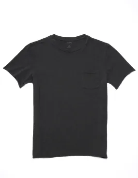 Slub Cotton Pocket Tee in Faded Black