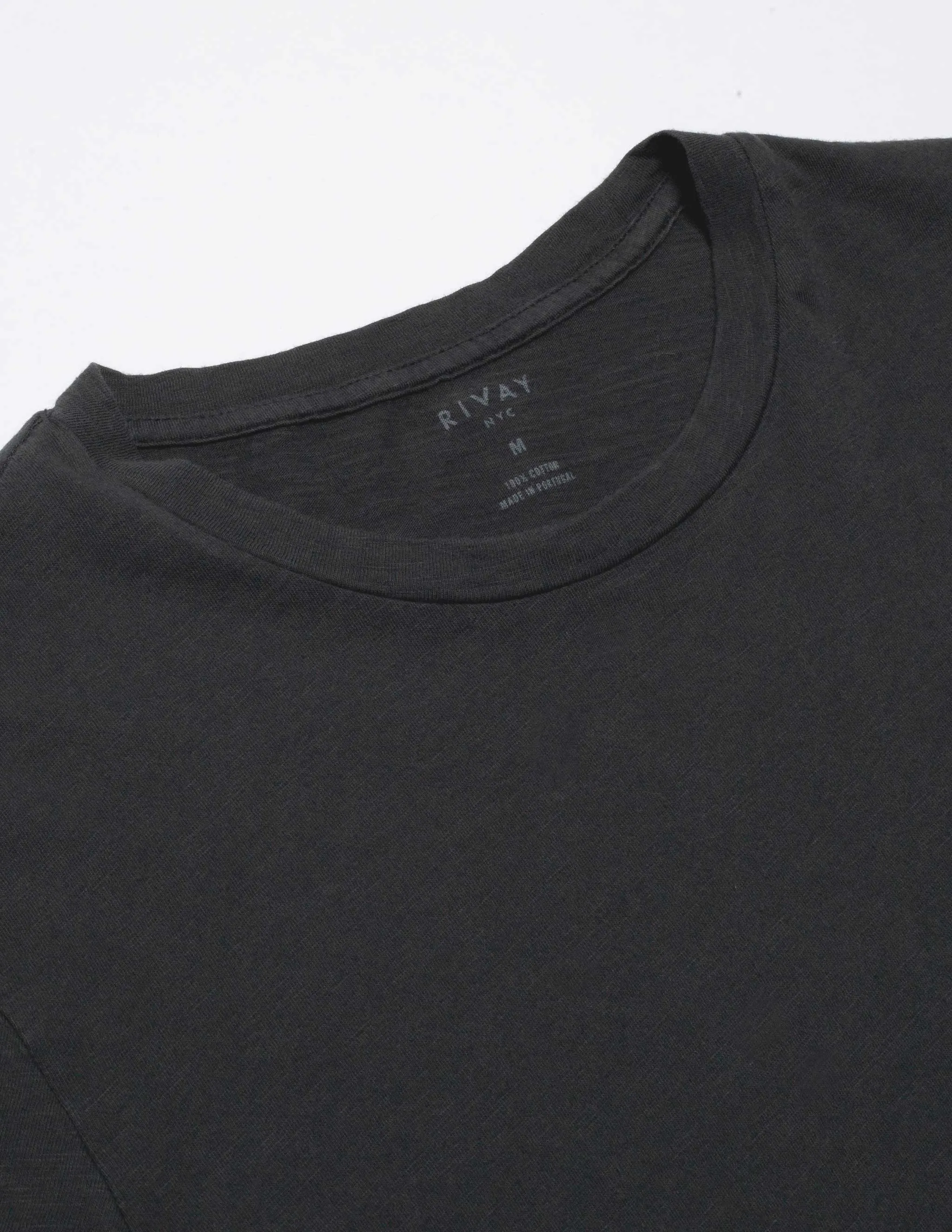 Slub Cotton Pocket Tee in Faded Black