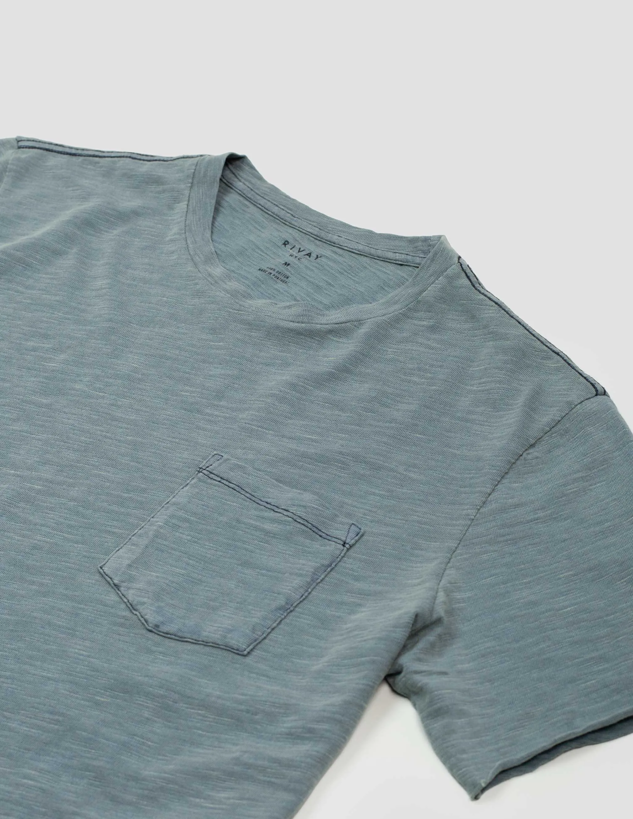 Slub Cotton Pocket Tee in Indigo