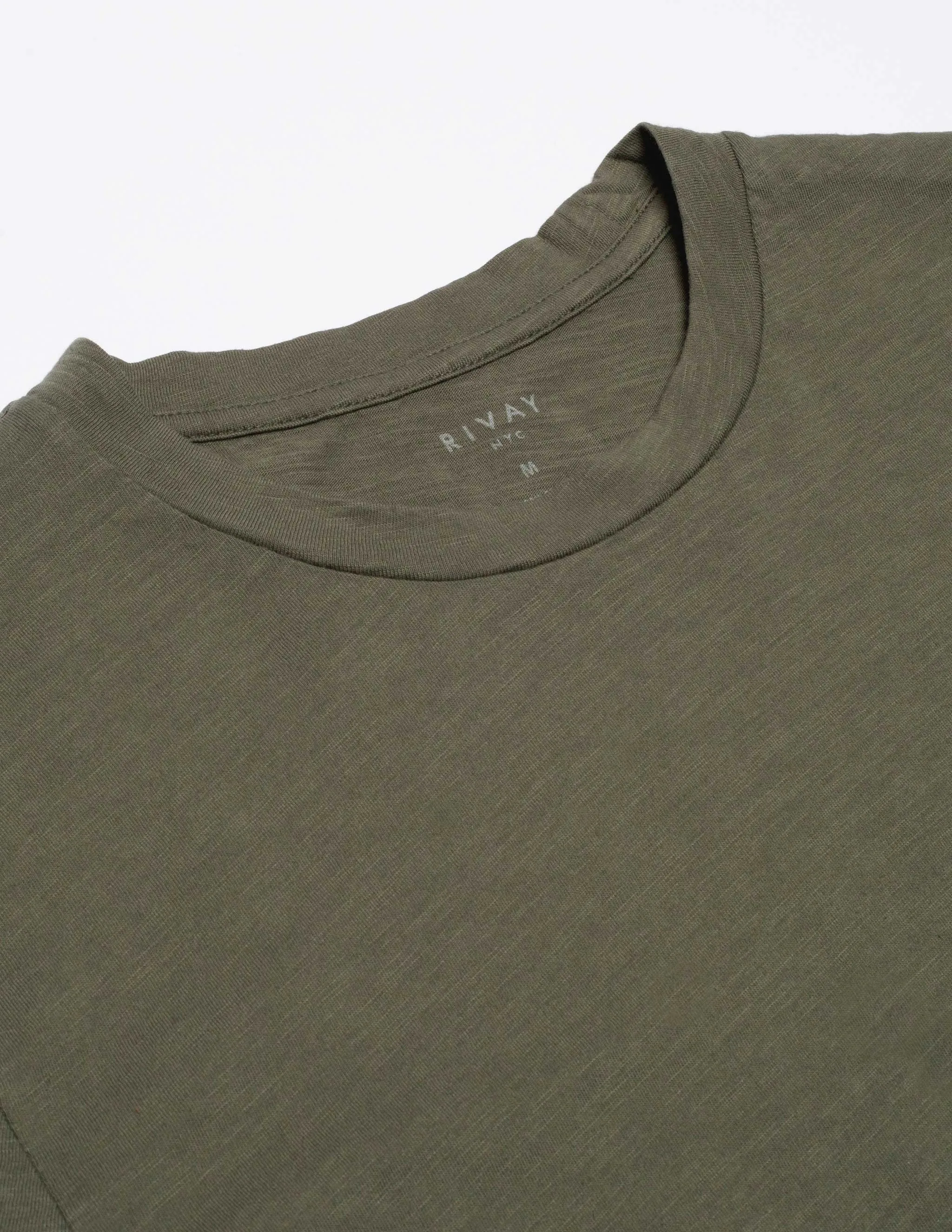 Slub Cotton Pocket Tee in Olive