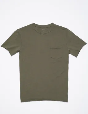 Slub Cotton Pocket Tee in Olive