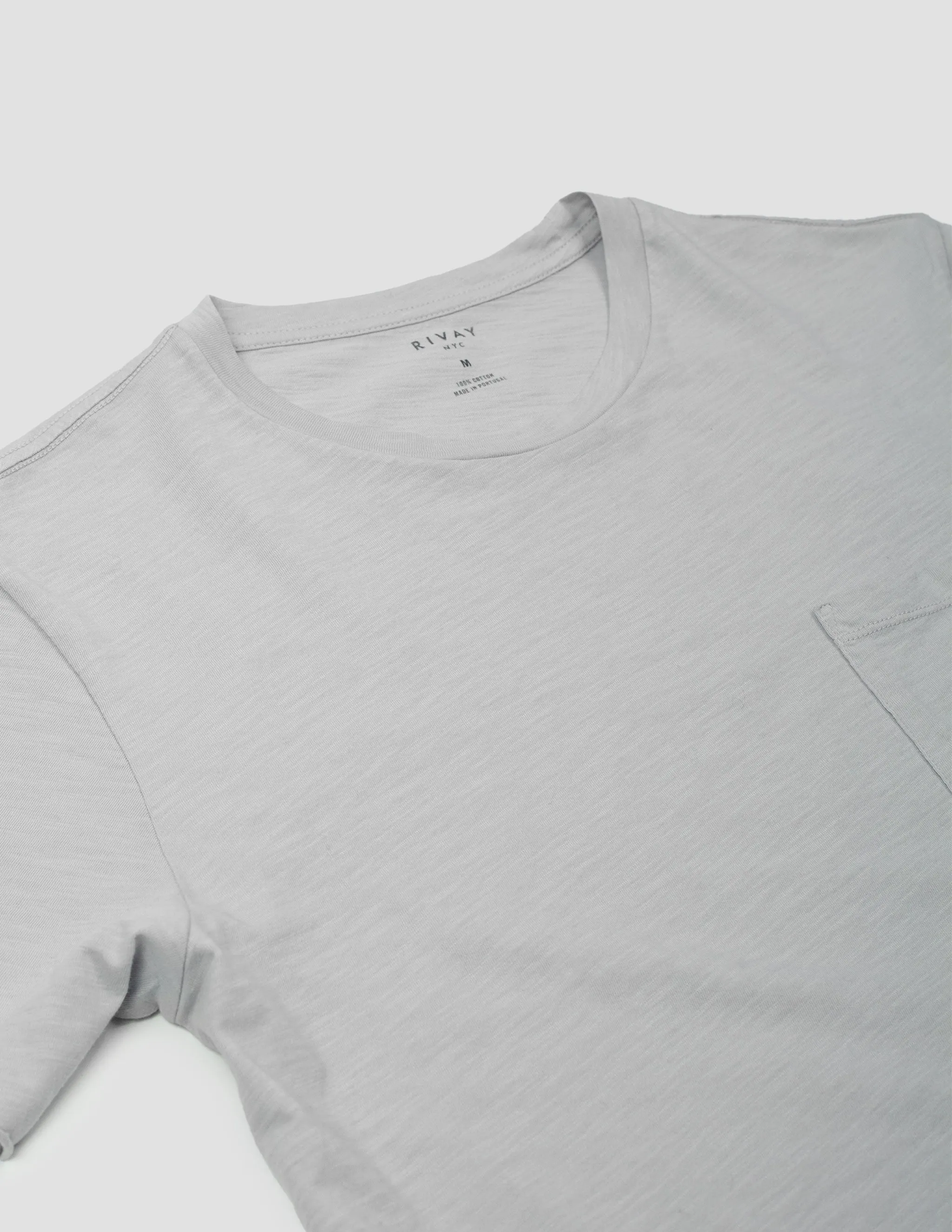 Slub Cotton Pocket Tee in Pale Grey