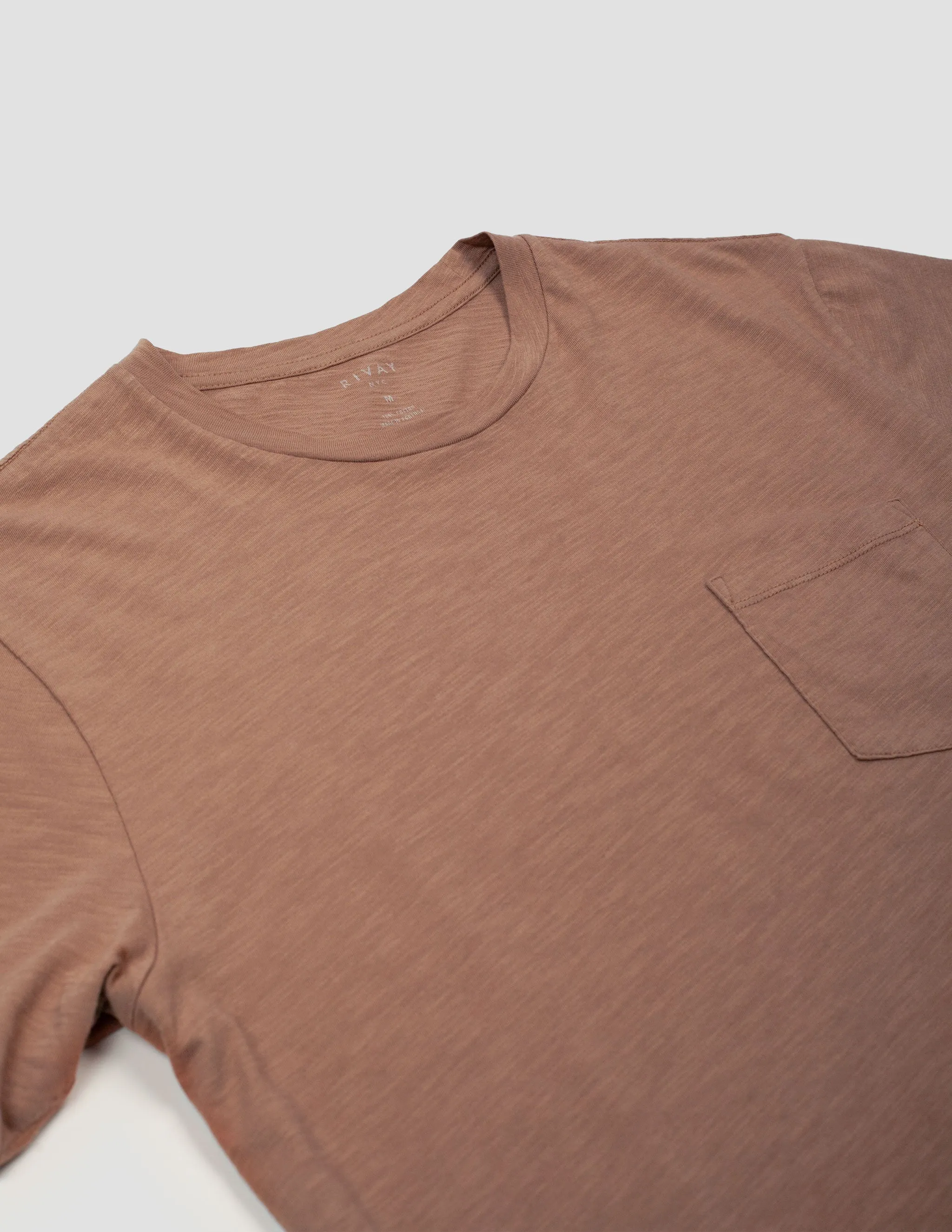 Slub Cotton Pocket Tee in Terracotta