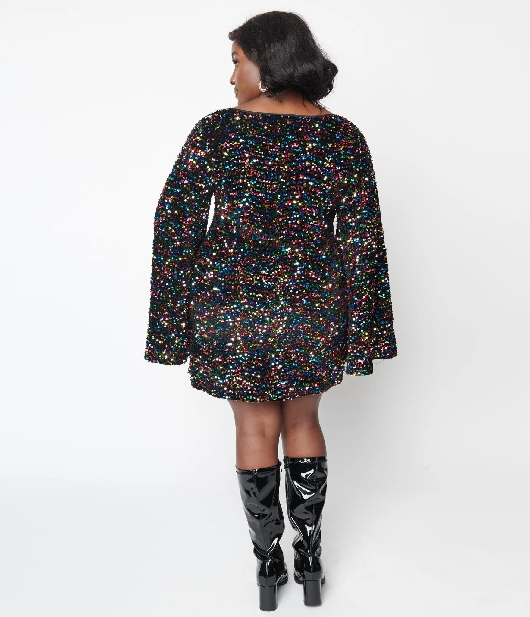 Smak Parlour Black & Rainbow Sequin Downtown Scene Mini Dress