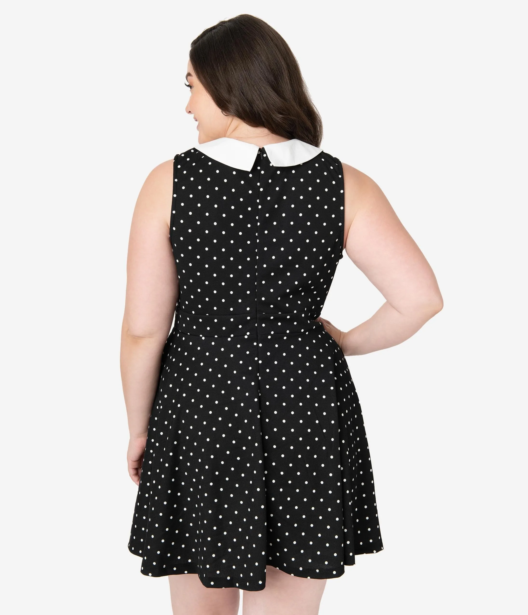 Smak Parlour Plus Size Black & White Polka Dots Closing Night Fit & Flare Dress