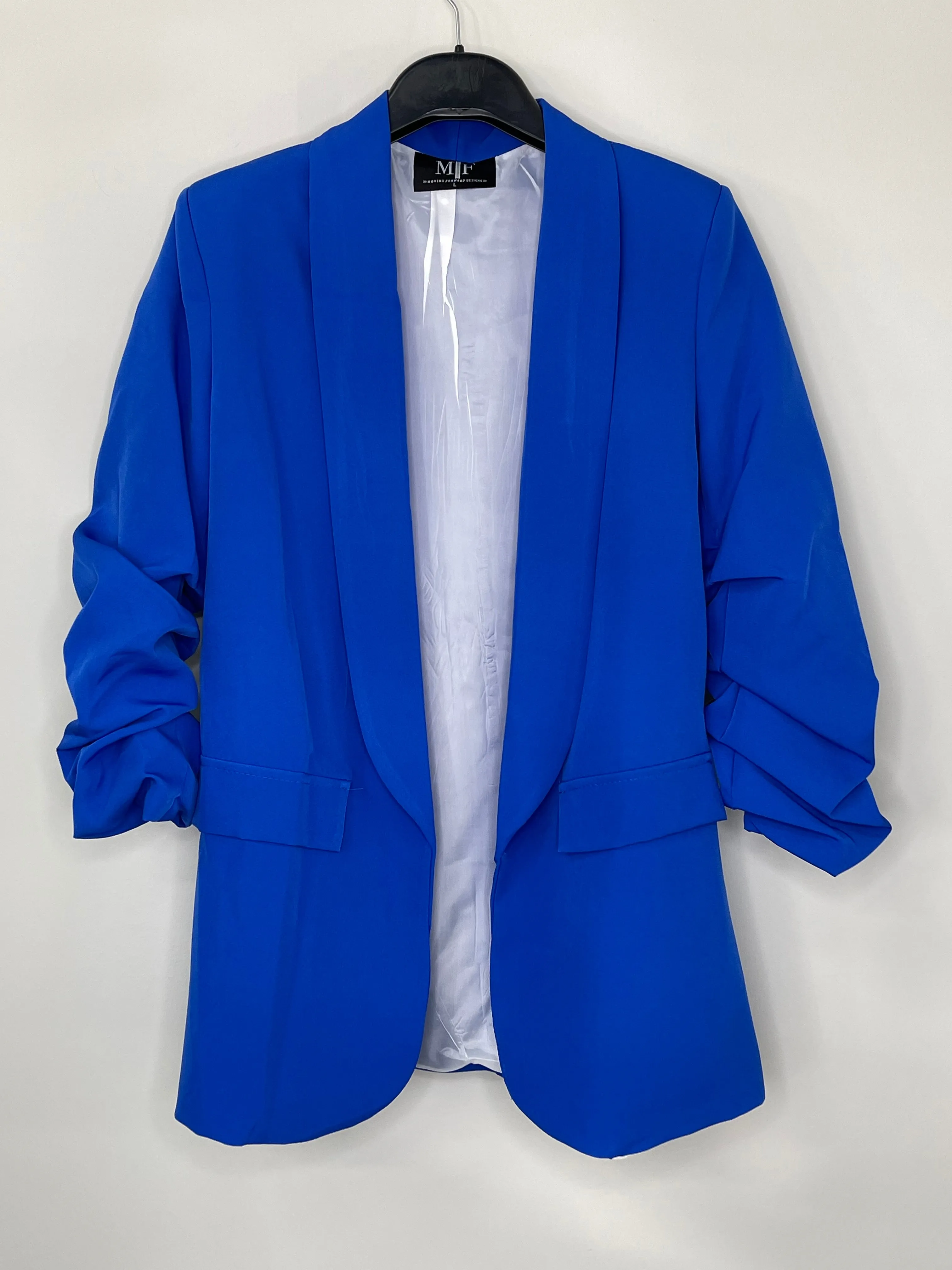 Soccer Mom Royal Blue Ruched Blazer