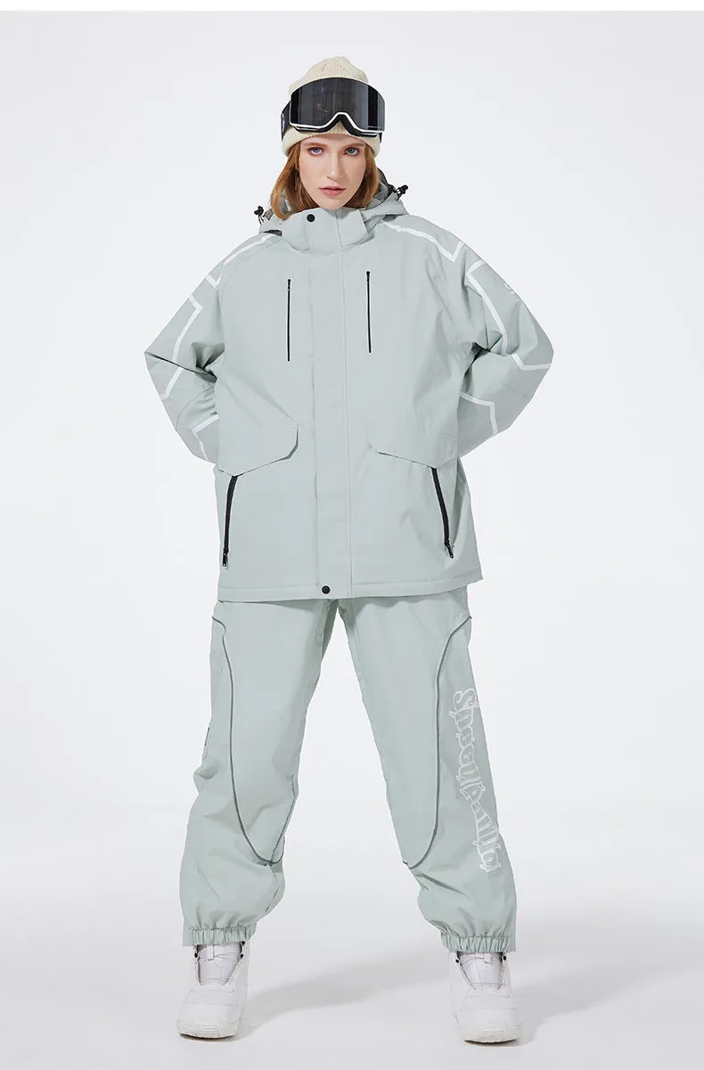 Solid Color Ski & Snowboard Suits with Baggy Snow Pants