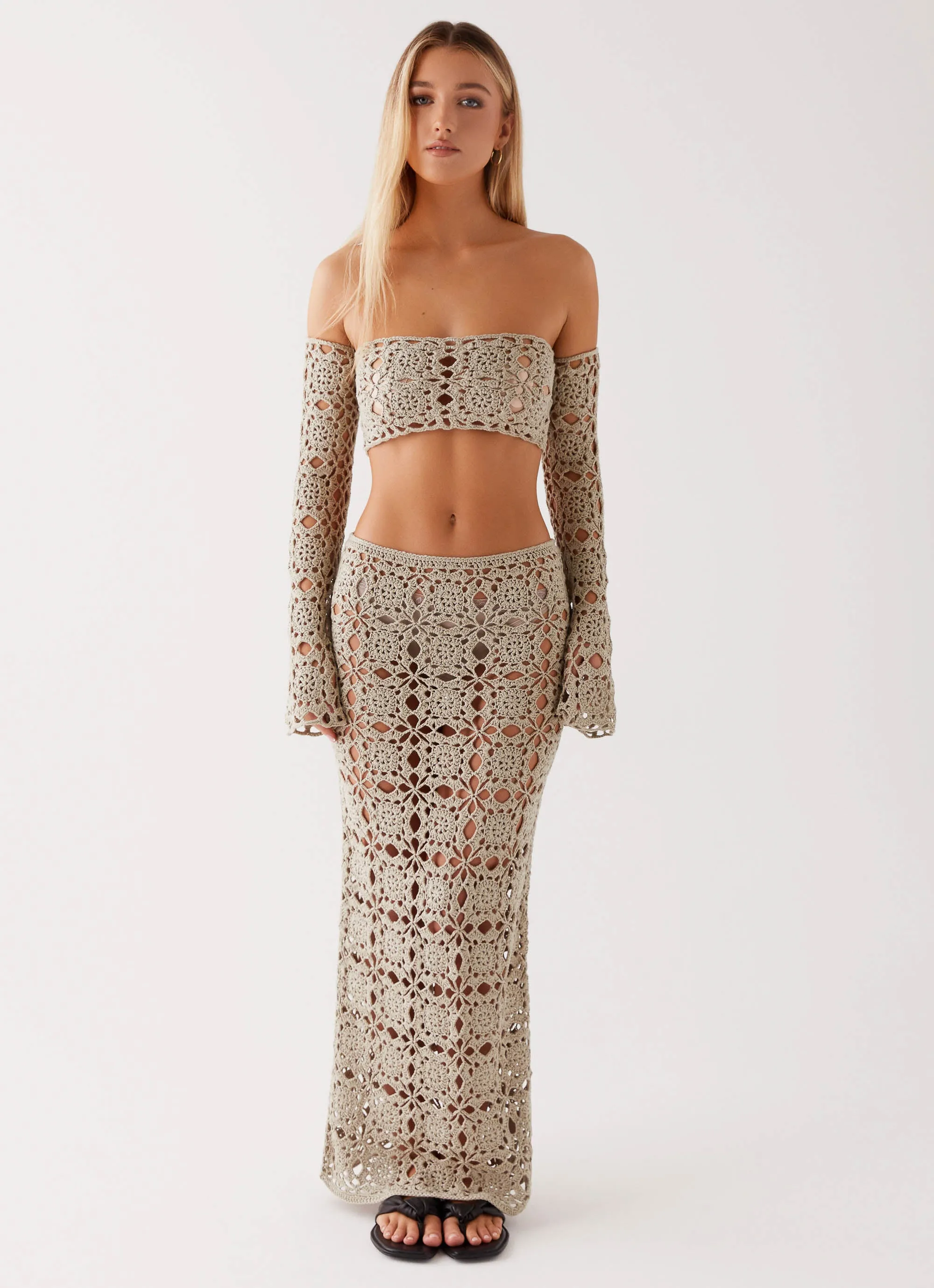 Sorrentino Crochet Maxi Skirt - Sage