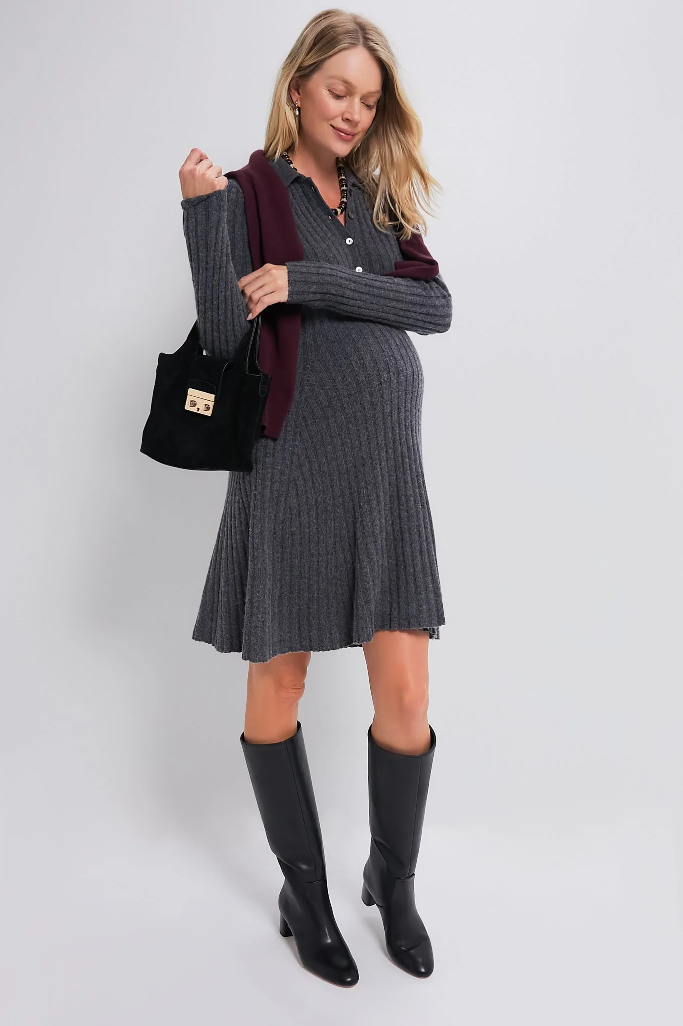 Storm Grey The Addie Polo Sweater Dress