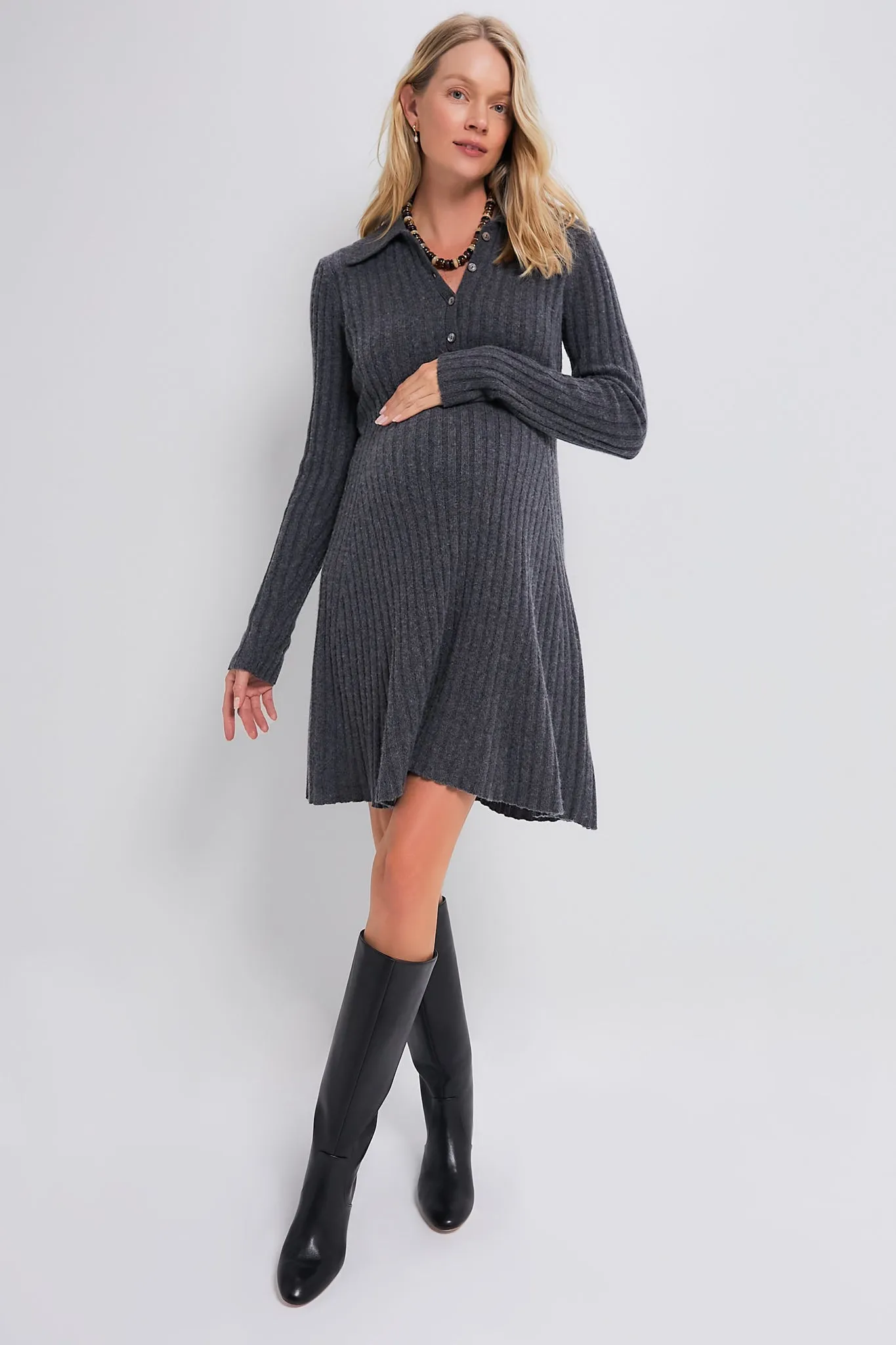 Storm Grey The Addie Polo Sweater Dress