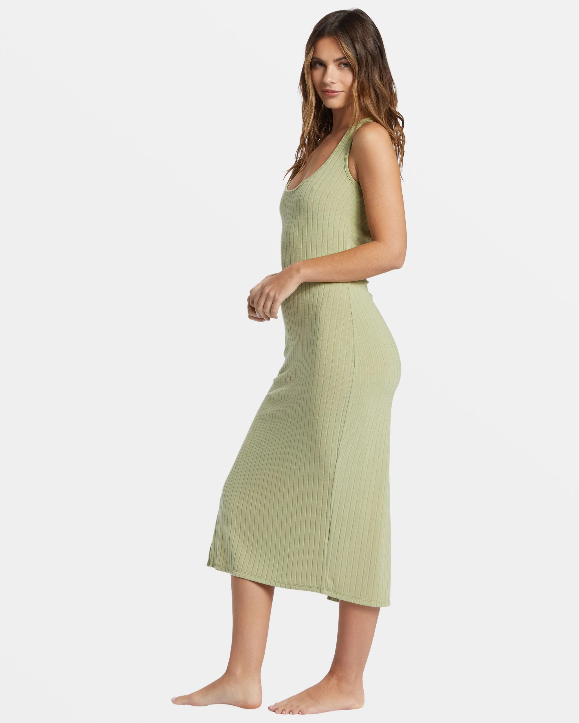 Take A Look Rib Knit Dress - Avocado