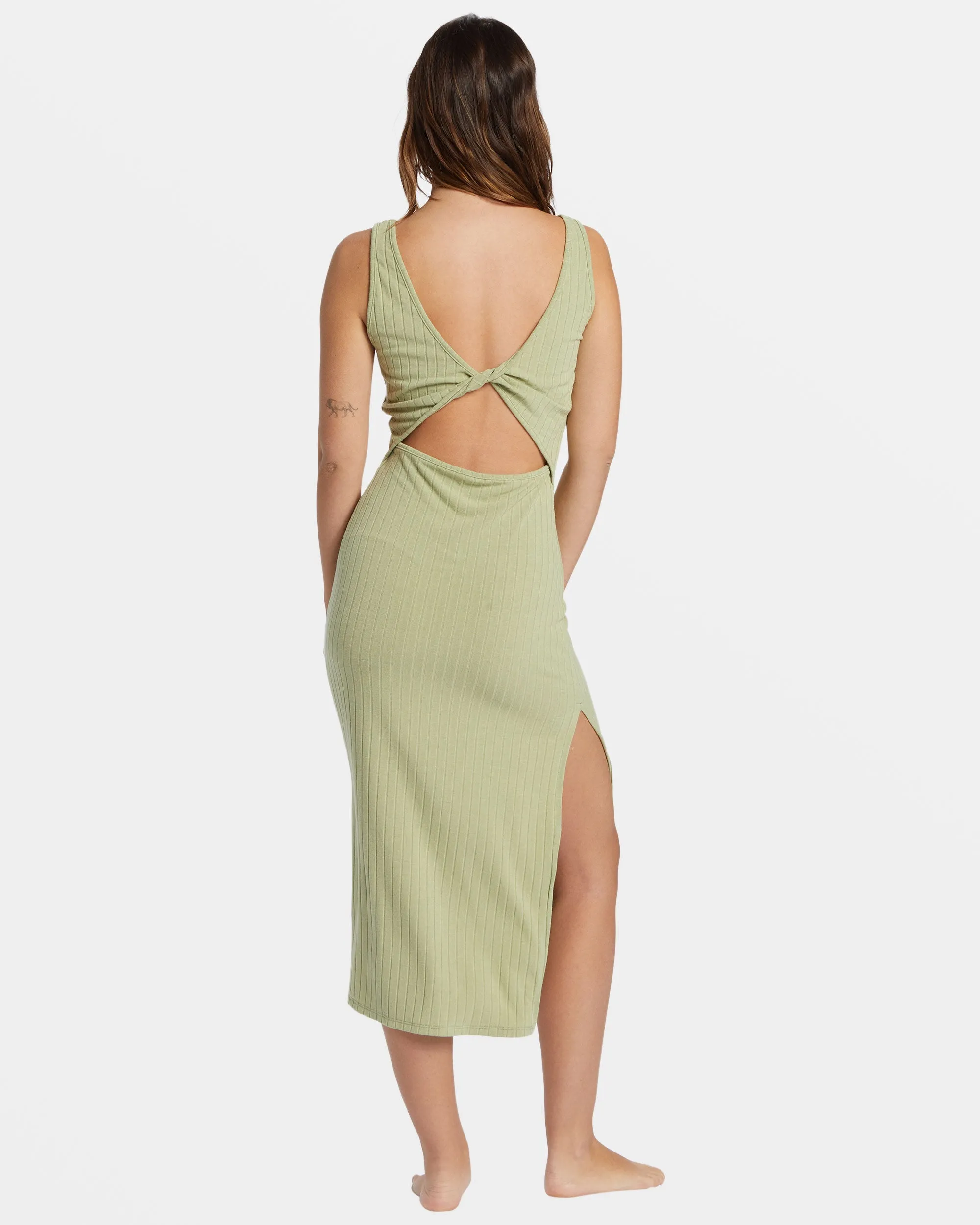 Take A Look Rib Knit Dress - Avocado