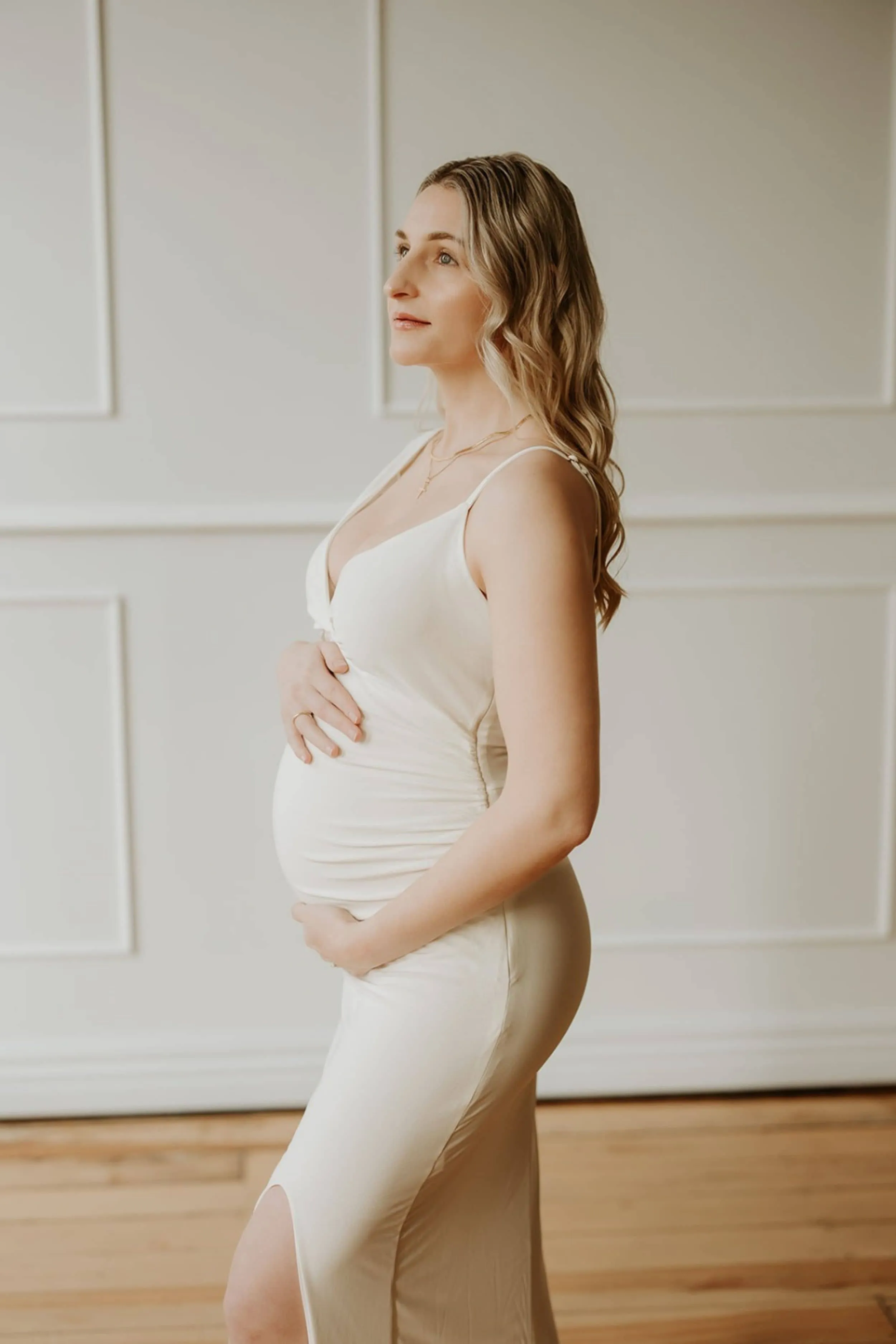 The Crown Plunge Maternity Maxi Dress with Cape Sleeve