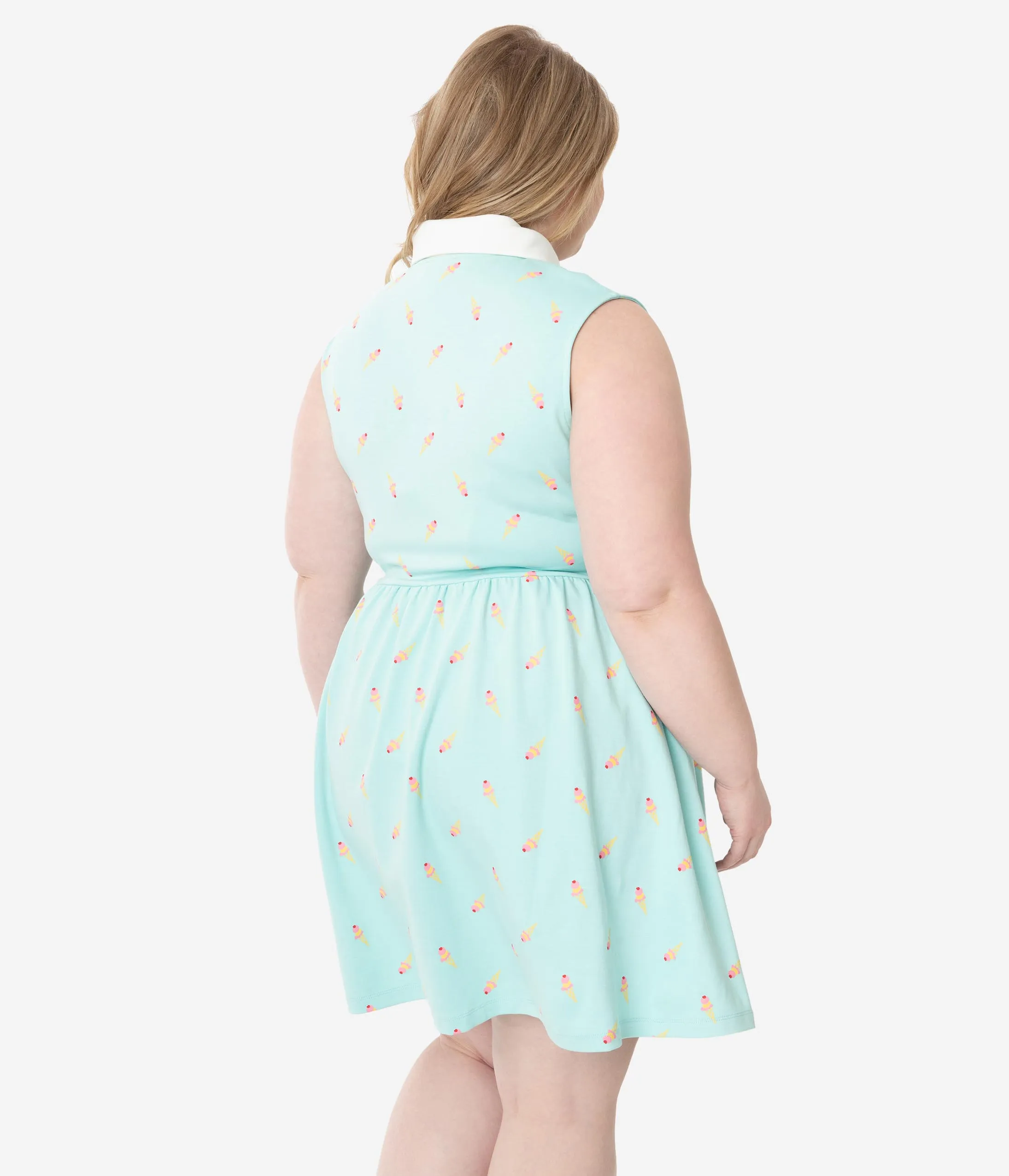 Unique Vintage Plus Size Mint Ice Cream Print Josie Fit & Flare Dress