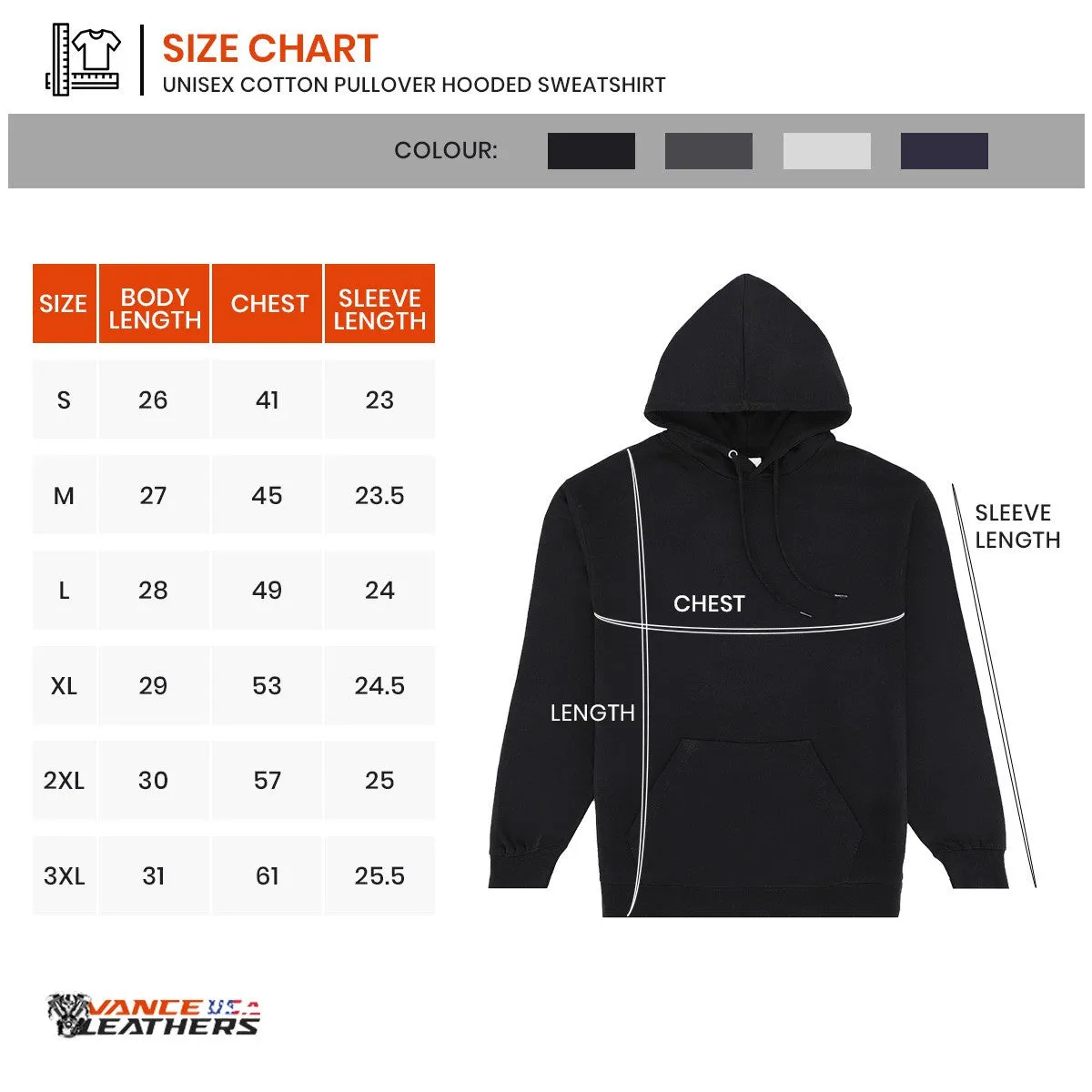 Vance Unisex Cotton Pullover Hooded Sweatshirt for Men and Women