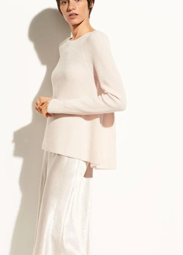 Vince - Directional Rib Cashmere Pullover in Rosewater