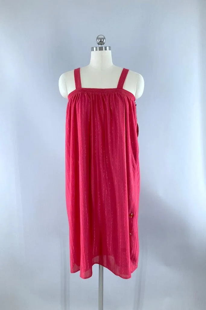 Vintage 70s Magenta Summer Dress