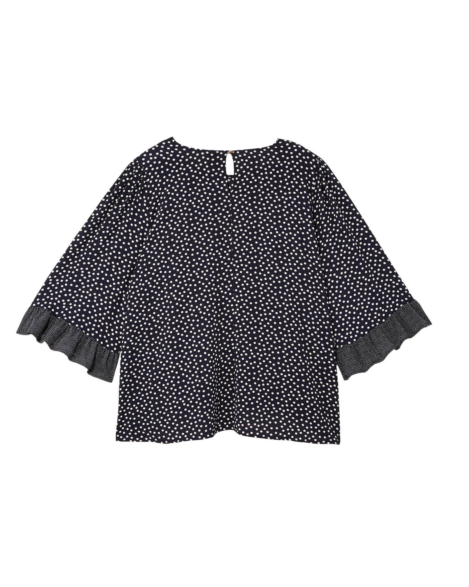 Vivian Ruffle Detail Woven Top | Navy / White