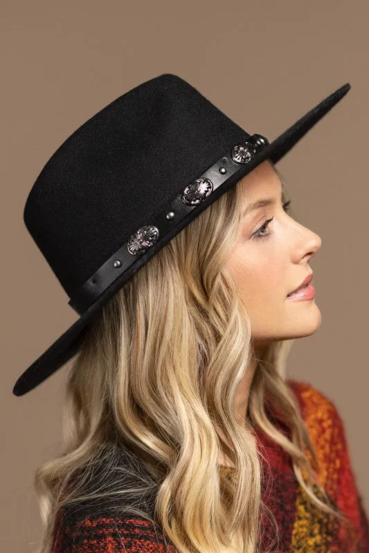 Western Concho Wool Panama Hat