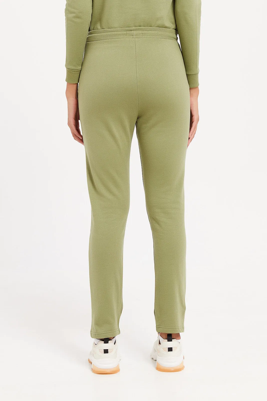 Women Green Plain Wide Leg Pants