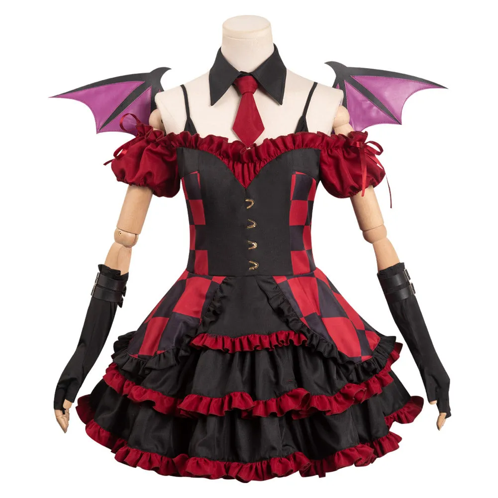 Women Red Dress Full Set Cosplay Costume Outfits Halloween Carnival Party Suit