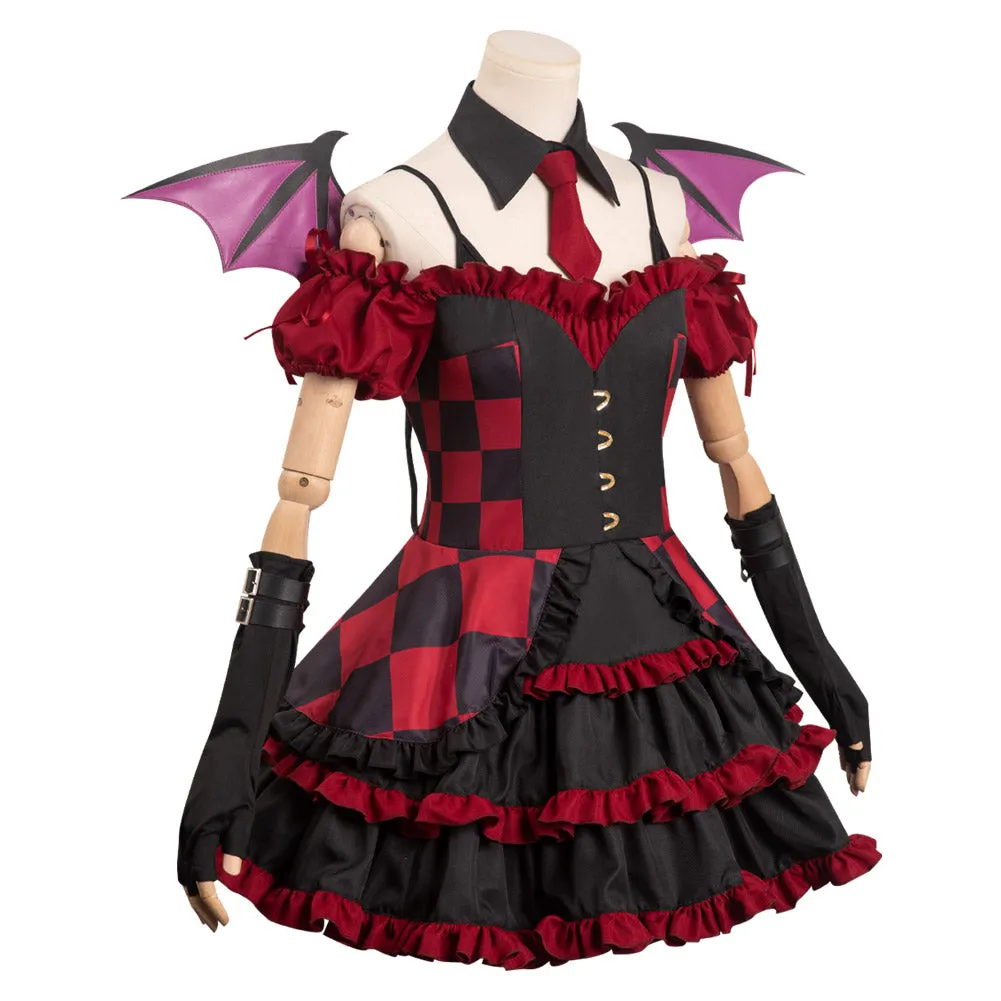 Women Red Dress Full Set Cosplay Costume Outfits Halloween Carnival Party Suit