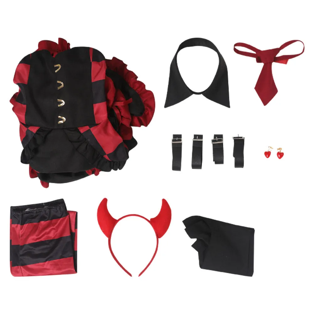 Women Red Dress Full Set Cosplay Costume Outfits Halloween Carnival Party Suit