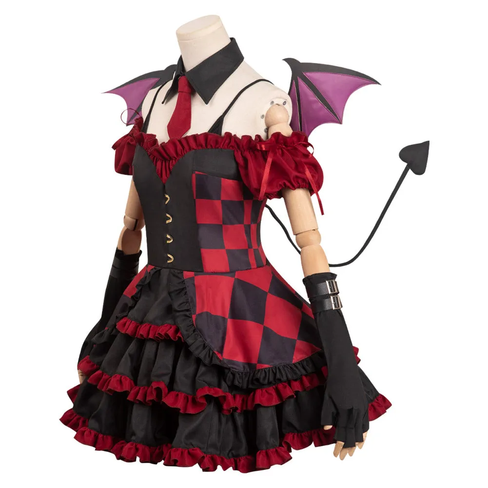 Women Red Dress Full Set Cosplay Costume Outfits Halloween Carnival Party Suit