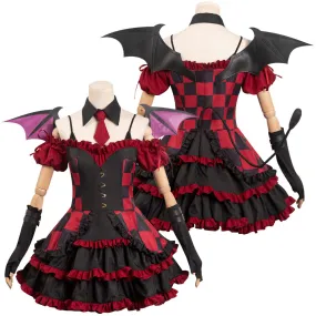 Women Red Dress Full Set Cosplay Costume Outfits Halloween Carnival Party Suit