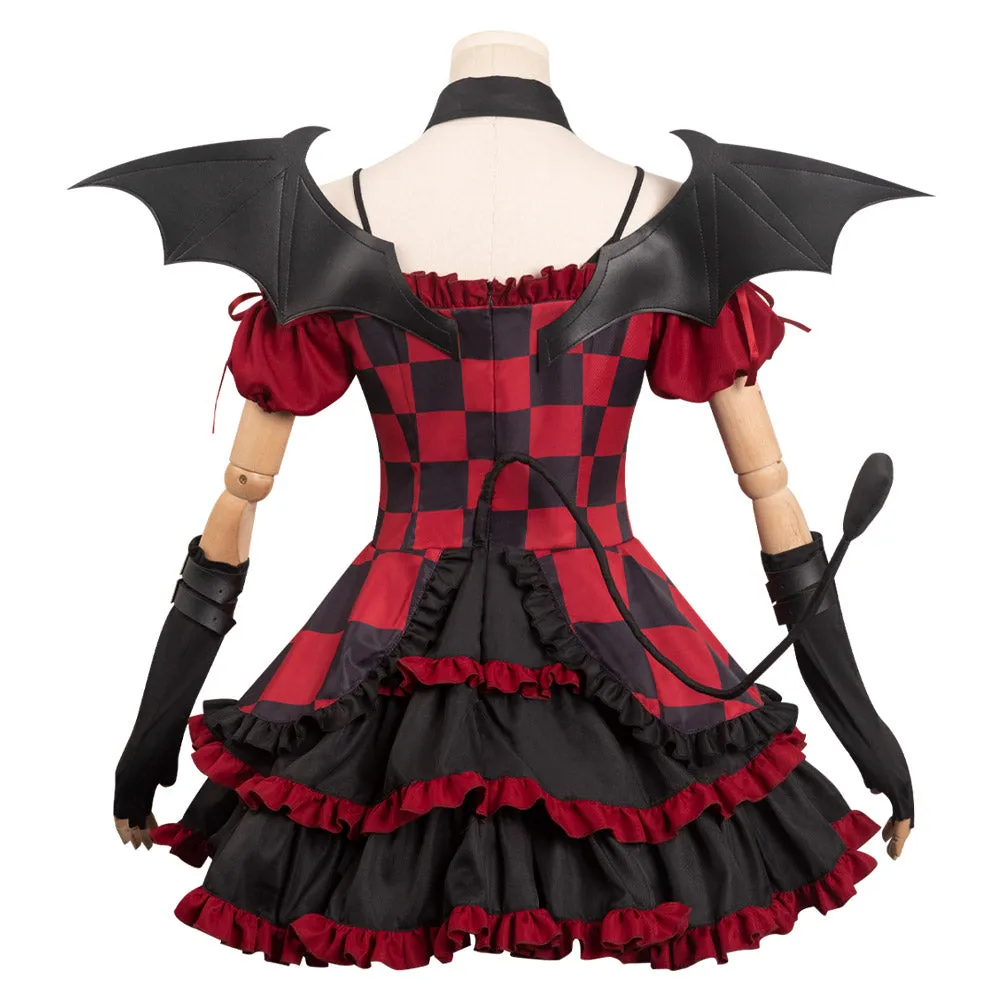 Women Red Dress Full Set Cosplay Costume Outfits Halloween Carnival Party Suit