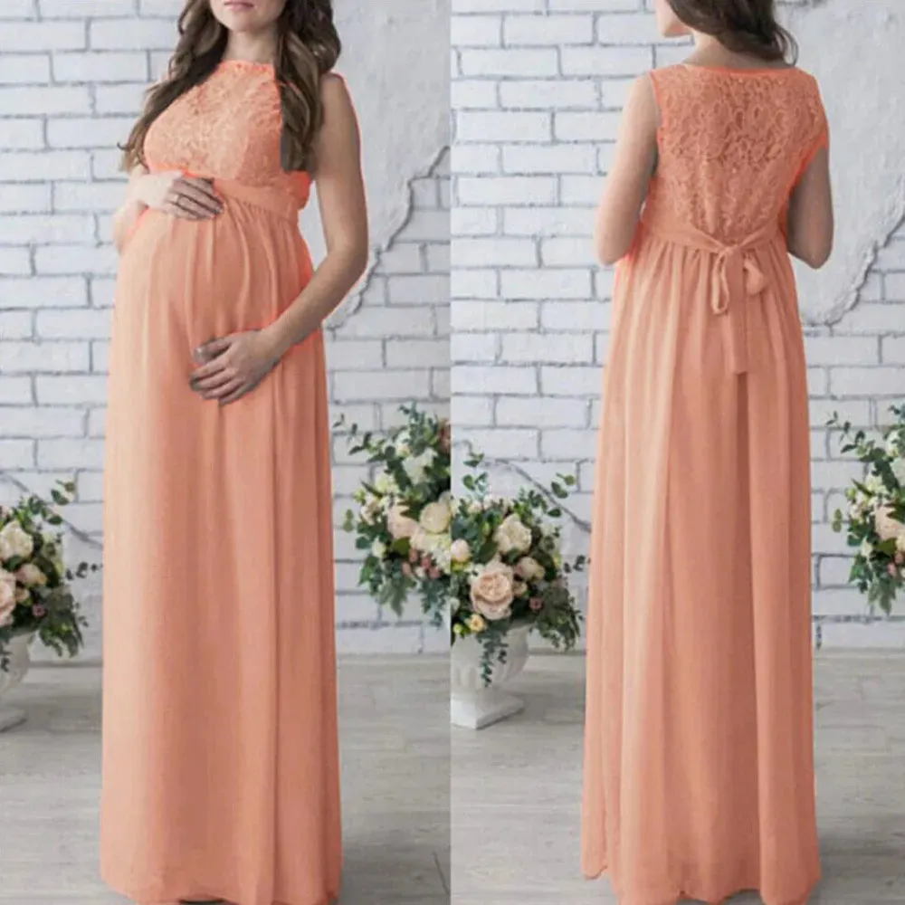 Womens dresses Pregnant Women Lace Long Maxi Dress Maternity Gown Photography Props Clothes Woman clothing