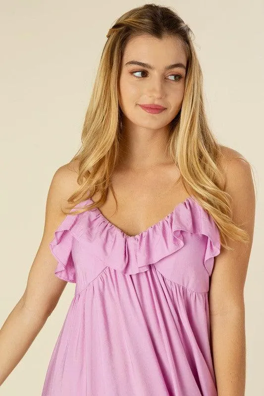 Women's Lavender Maxi Dress with Ruffles