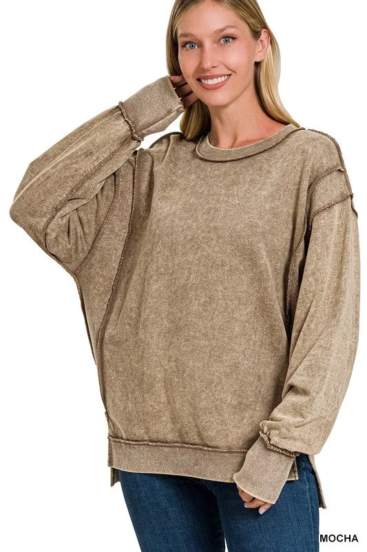 Zenana Vintage Soul Terry Exposed-Seam Sweatshirt