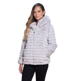 Zip Front Channeled Faux Fur